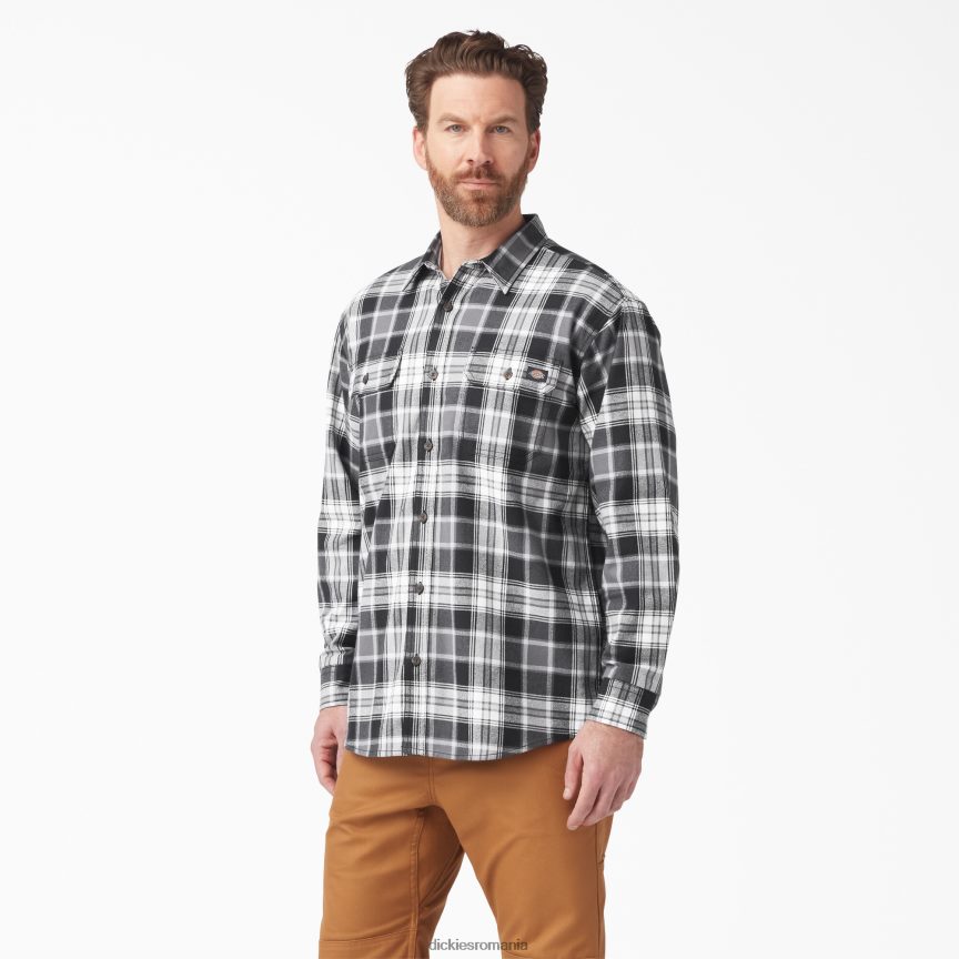 bărbați Dickies cămașă de flanel flex cu mânecă lungă cărbune/carouri negru (a2f) îmbrăcăminte de lucru ZT20R4721